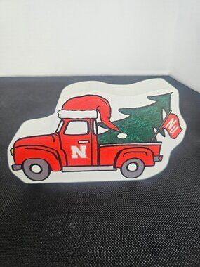 Magnolia Lane Nebraska Huskers Christmas Truck Tabletop Decoration